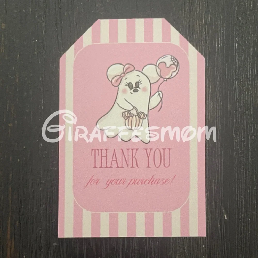 30 Pack - 2x3” Pink and Cream Coquette Cute Ghost Thank You Cards